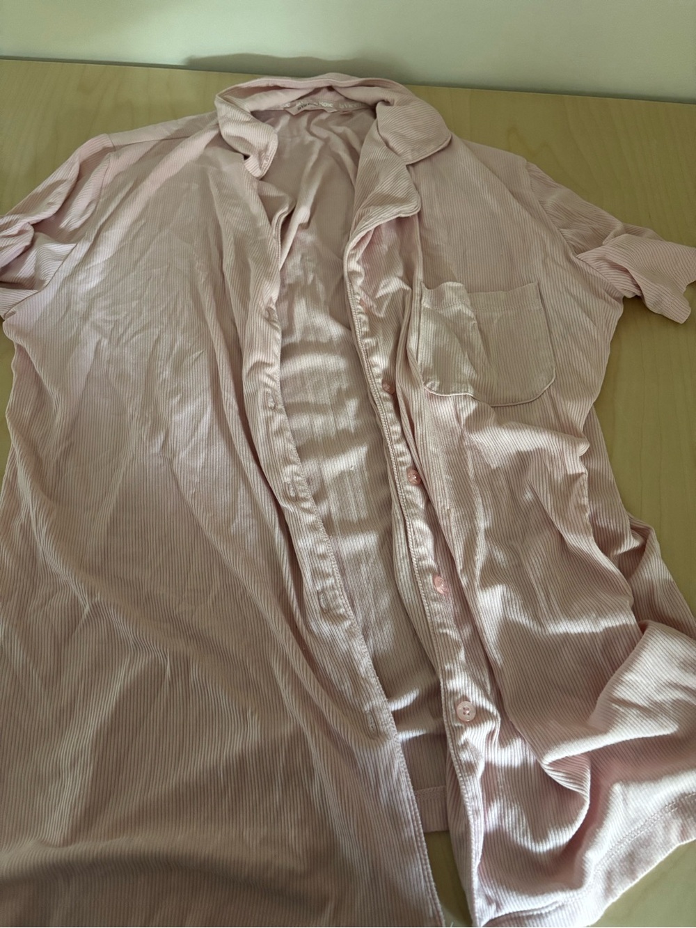 La Vie En Rose Pale Pink Short-Sleeve Satin-Style Sleep Shirt